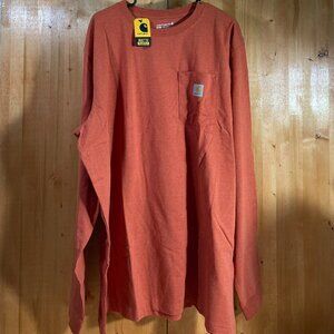 NEW! CARHARTT TK5422 2XLT Men's Men Long Sleeve Relaxed Fit Shirt Burnt Orange